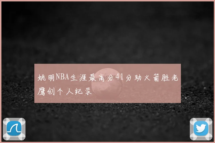 姚明NBA生涯最高分41分助火箭胜老鹰创个人纪录